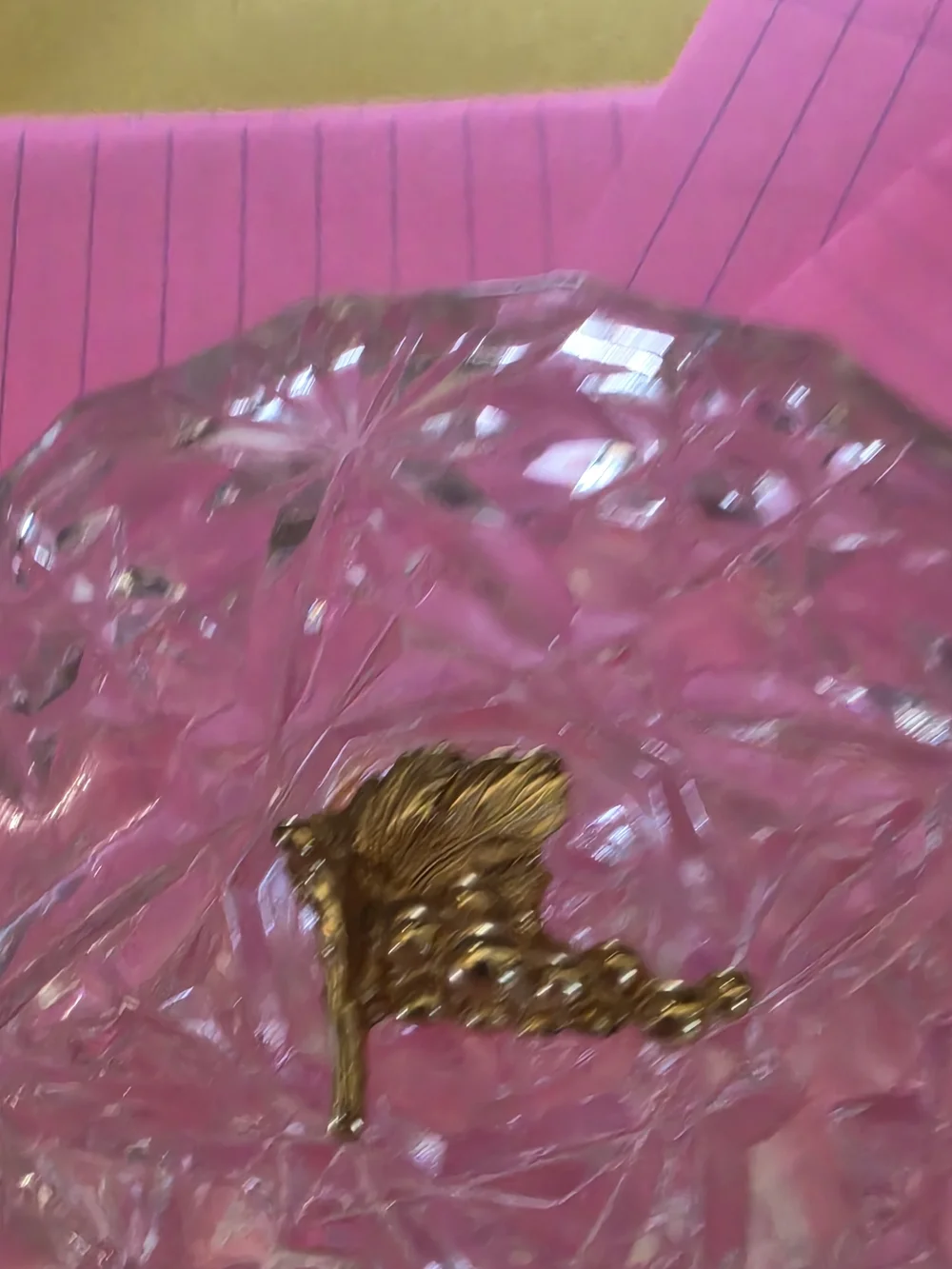 Clear Cut-Glass Trinket Box with Gold Leaf Accent